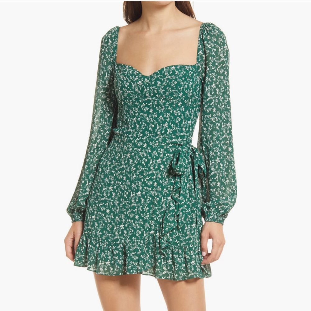 Reformation Cammi Long-Sleeve Mini Dress